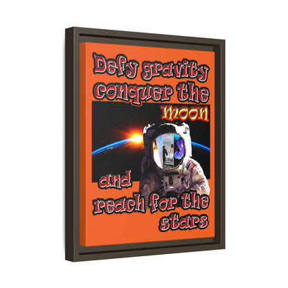defy conquer reach - framed canvas art (orange)