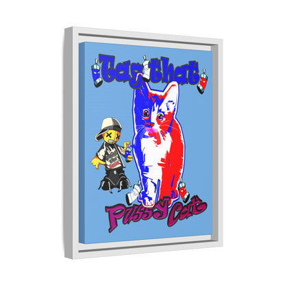 tag that - framed canvas art (light blue)