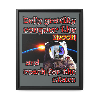 defy conquer reach - framed canvas art (dark grey)