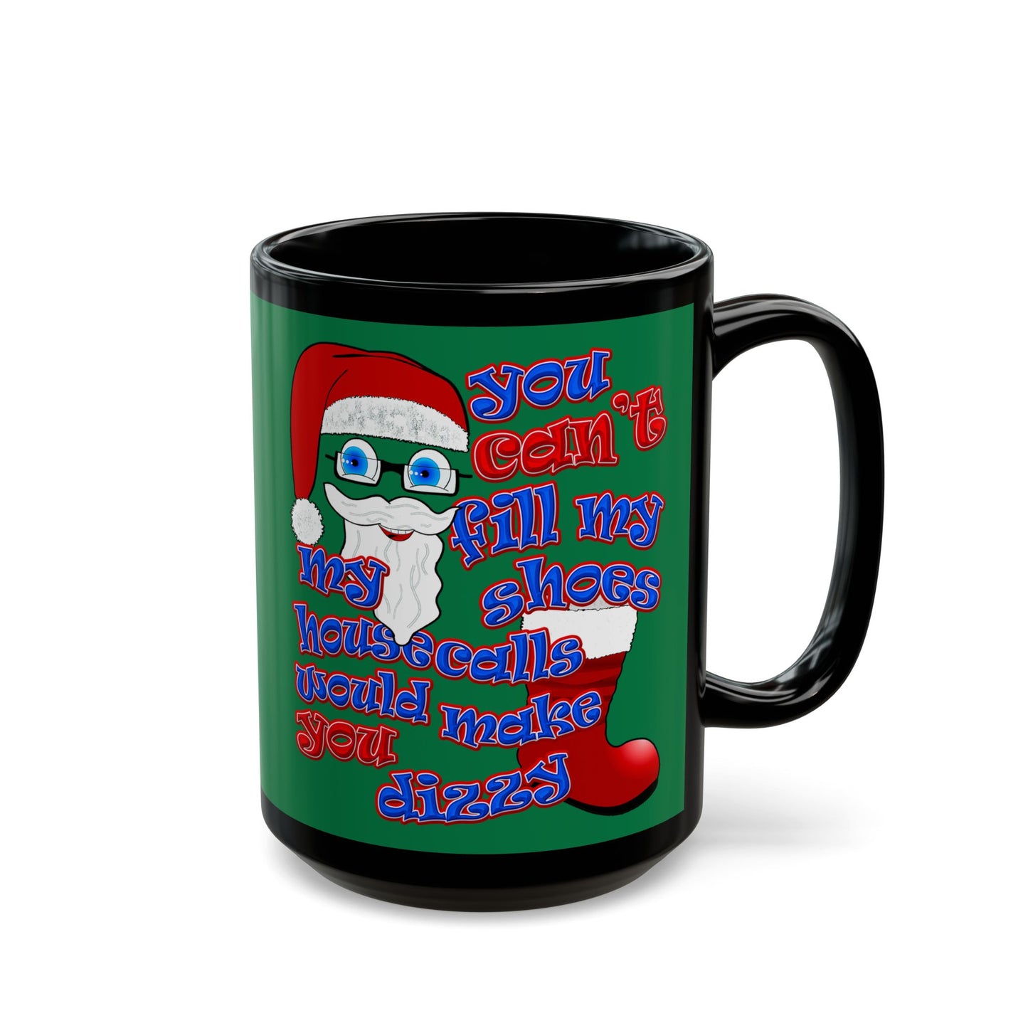 santa's shoes - Black Mug (dark green)