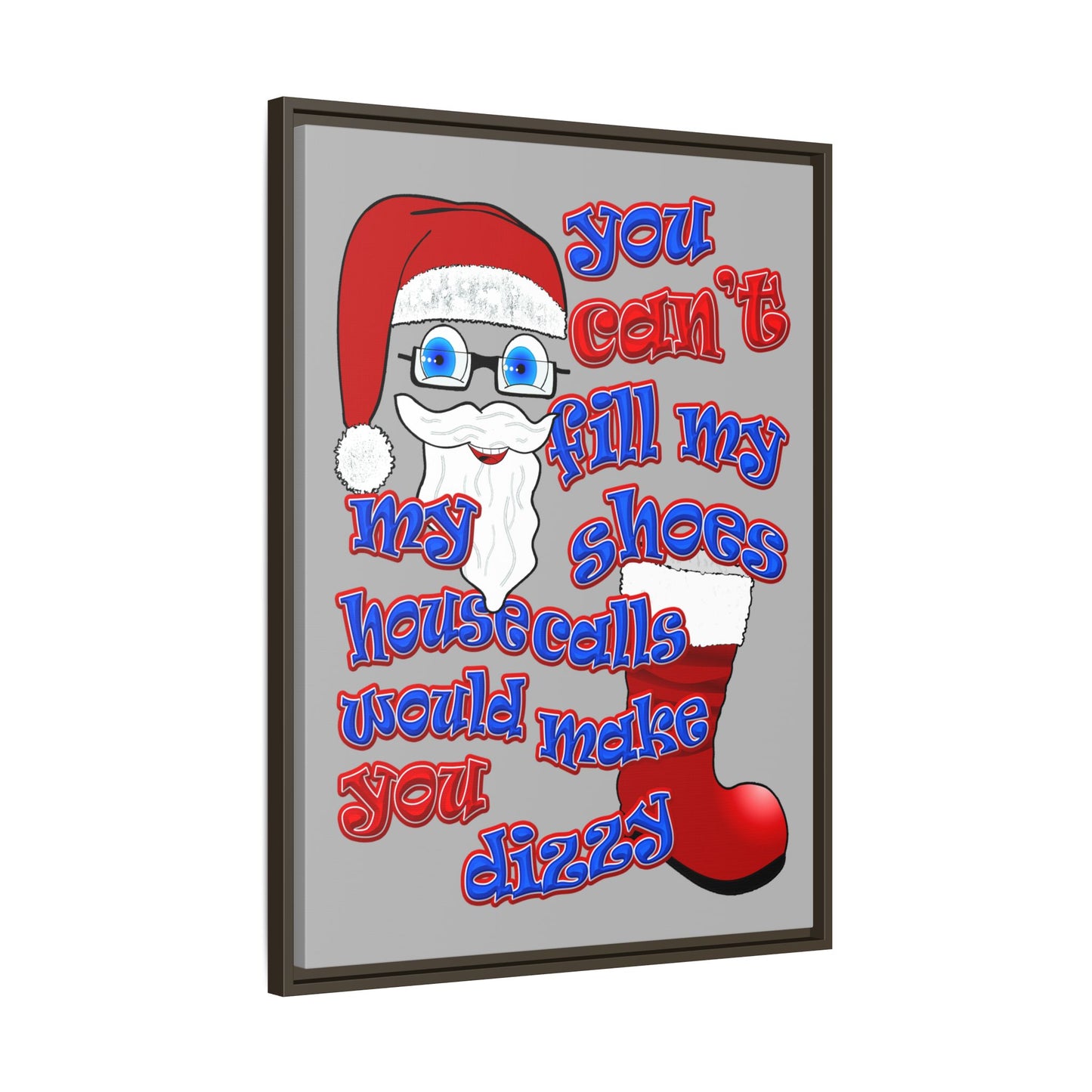 santa's shoes - framed canvas art (light grey)