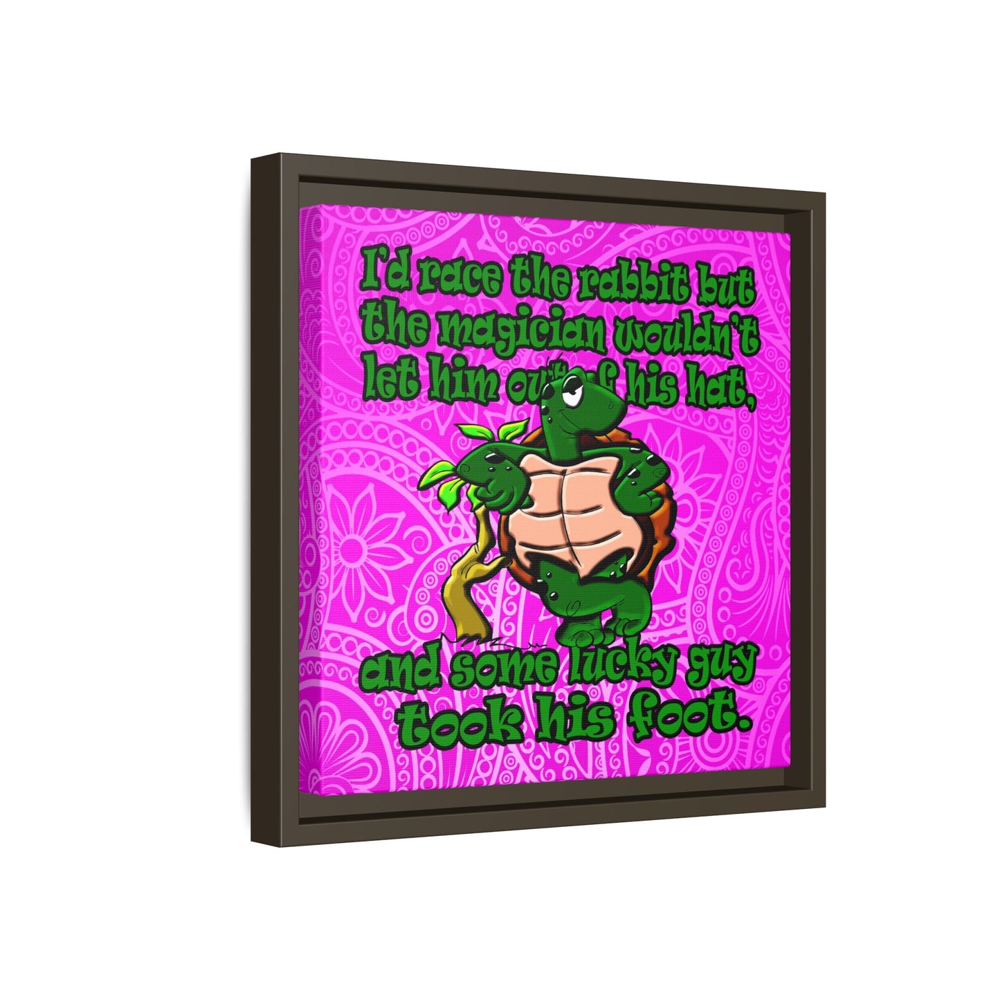 turtle race - framed canvas art (pink swirl)