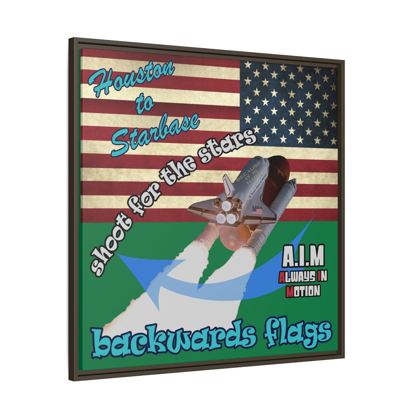 shoot for the stars - framed canvas art (dark green)