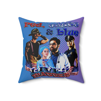rw&b lives matter - Spun Polyester Square Pillow - (light blue-purple wave)
