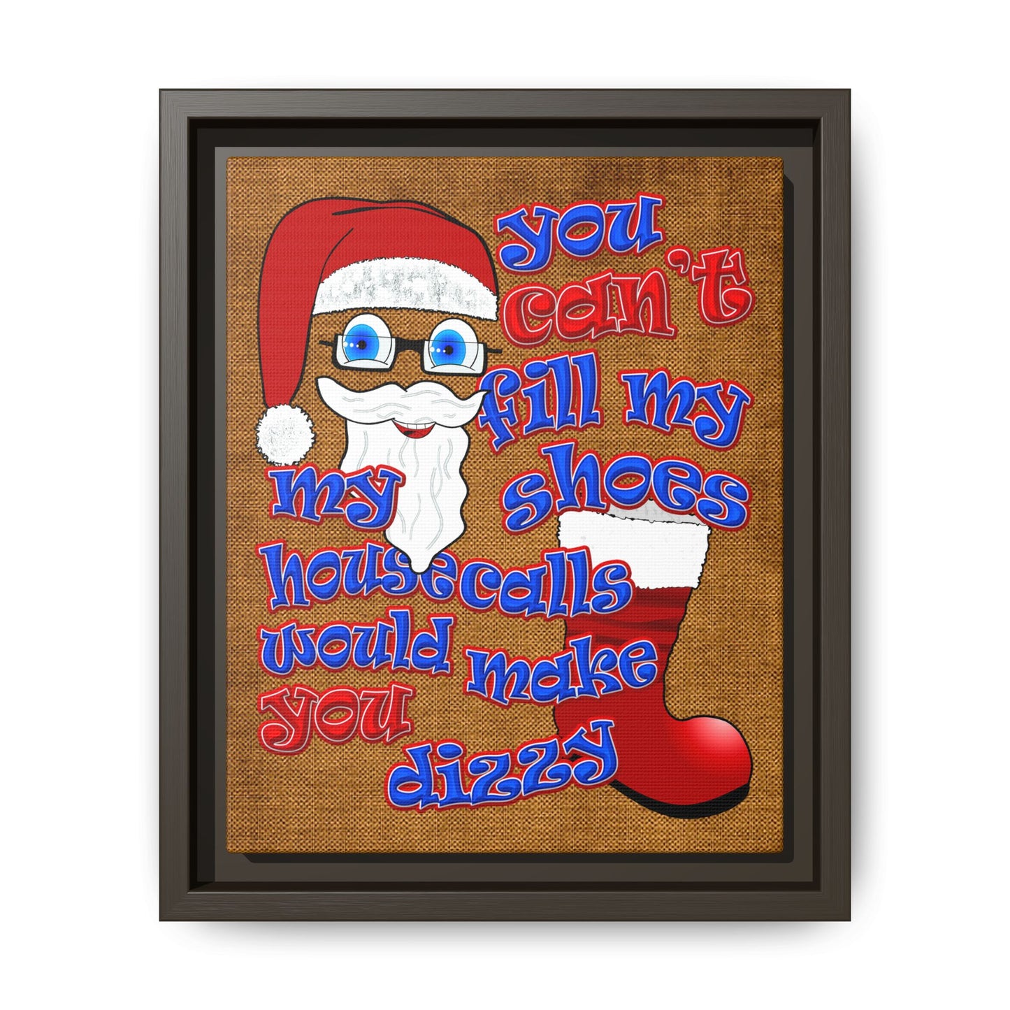 santa's shoes - framed canvas art (brown papyrus)