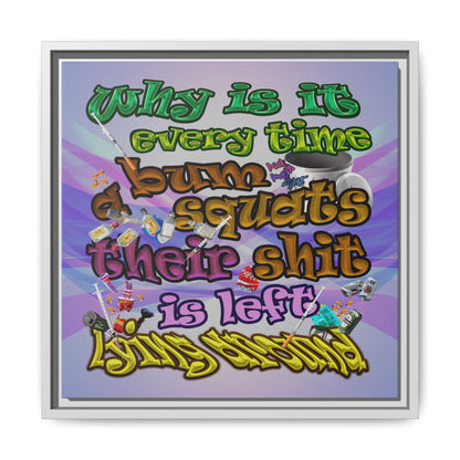 the bum's shit - framed canvas art (light blue-pink wave)