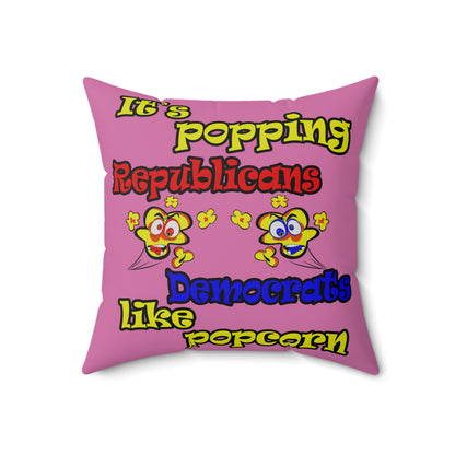 popping like popcorn - Spun Polyester Square Pillow - (light pink)