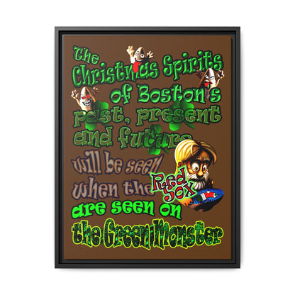 christmas spirits of boston - framed canvas art (brown)