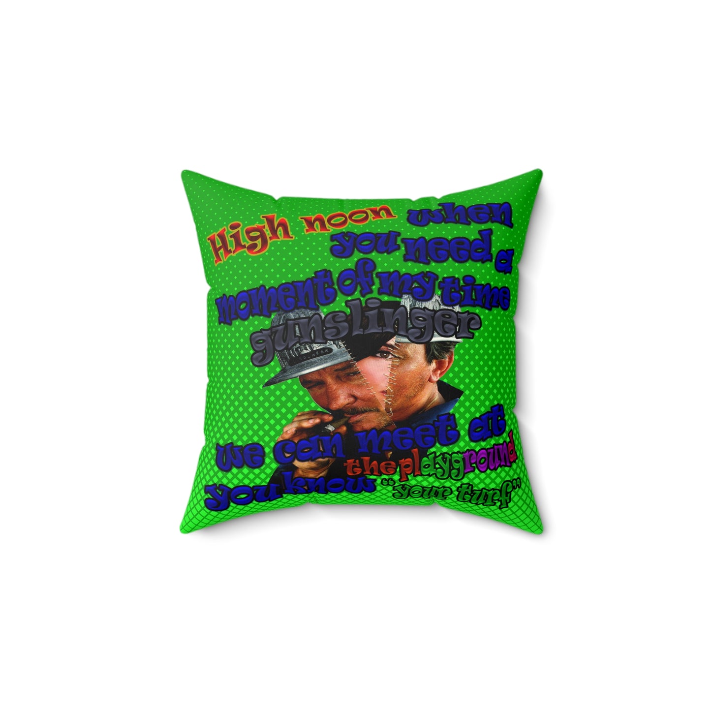 high noon - Faux Suede Square Pillow - (logo green)