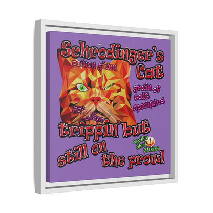 schrodinger's cat - framed canvas art (light purple)