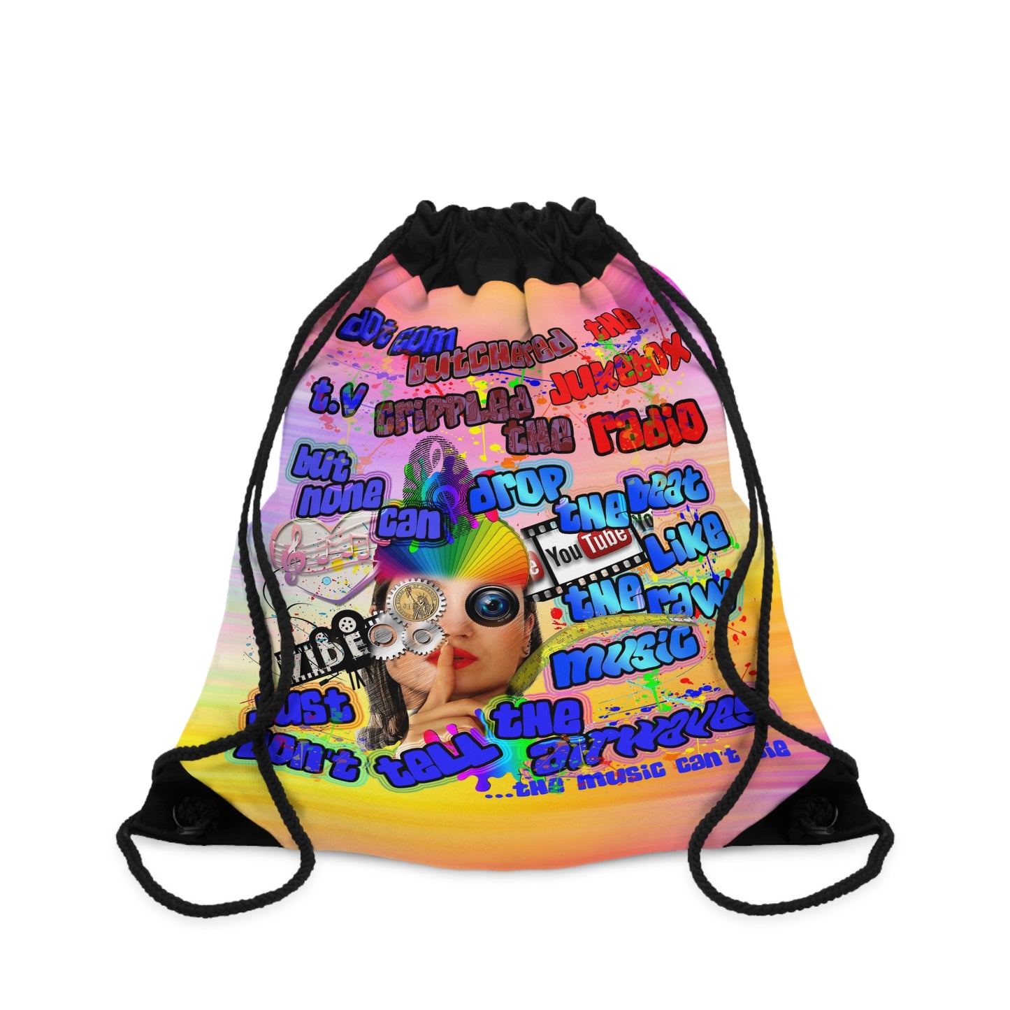 drop the beat - Drawstring Bag (color blur)