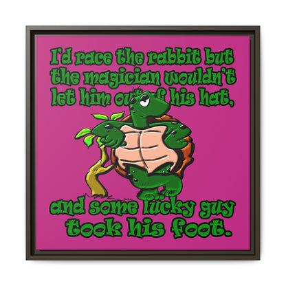 turtle race - framed canvas art (pink)