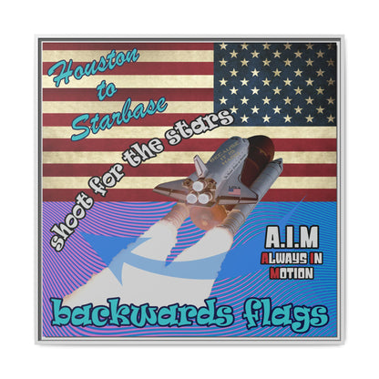 shoot for the stars - framed canvas art (light blue-purple wave)