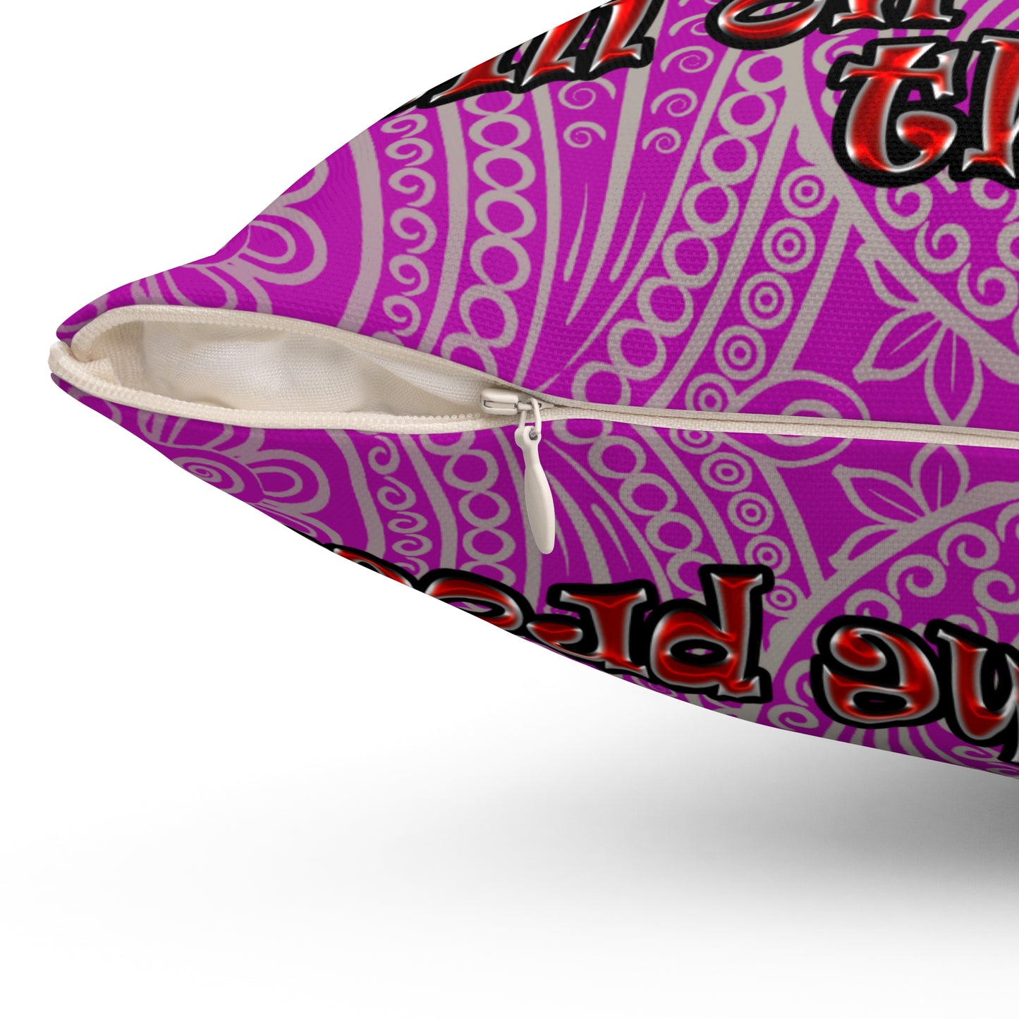 schrodinger's cat - Spun Polyester Square Pillow - (pink swirl)