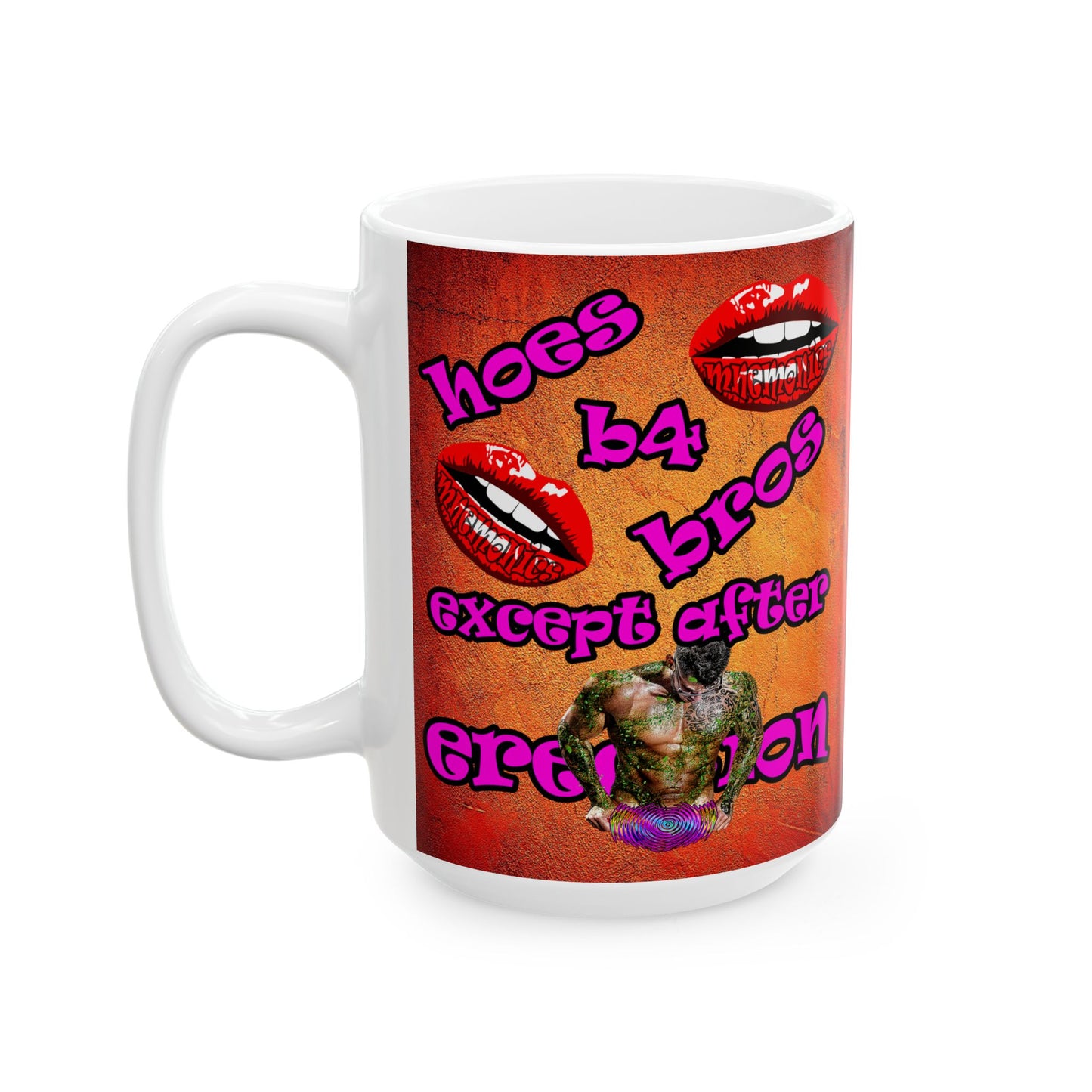 hoes b4 bros - White Mug (burnt orange)