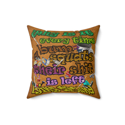 the bum's shit - Faux Suede Square Pillow - (dichromatic brown papyrus)