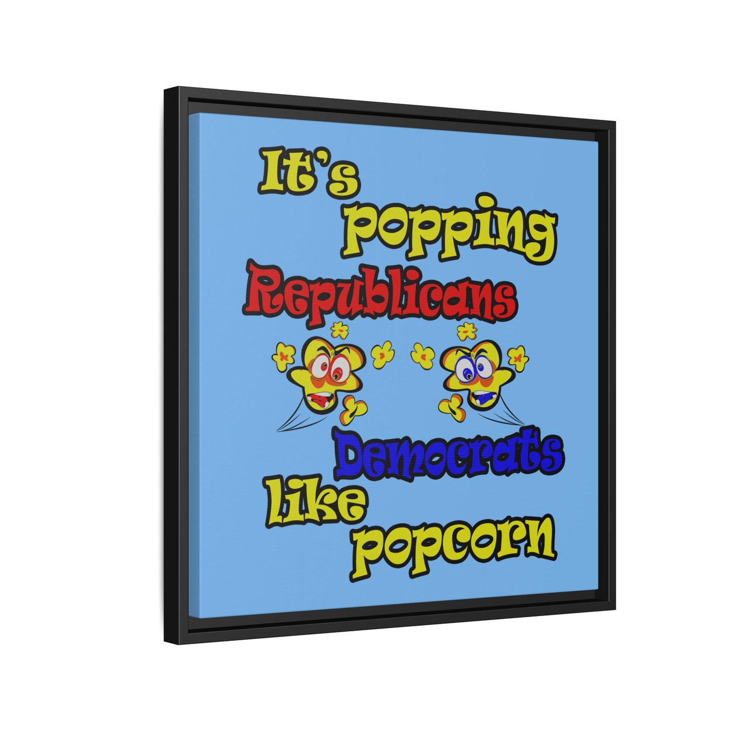 popping like popcorn - framed canvas art (light blue)
