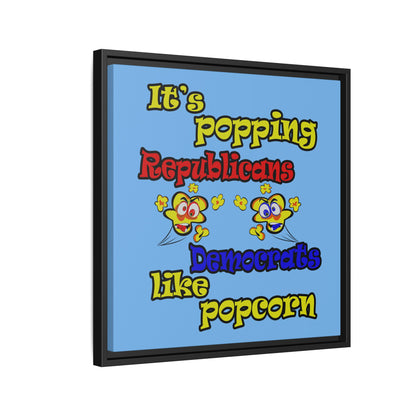 popping like popcorn - framed canvas art (light blue)