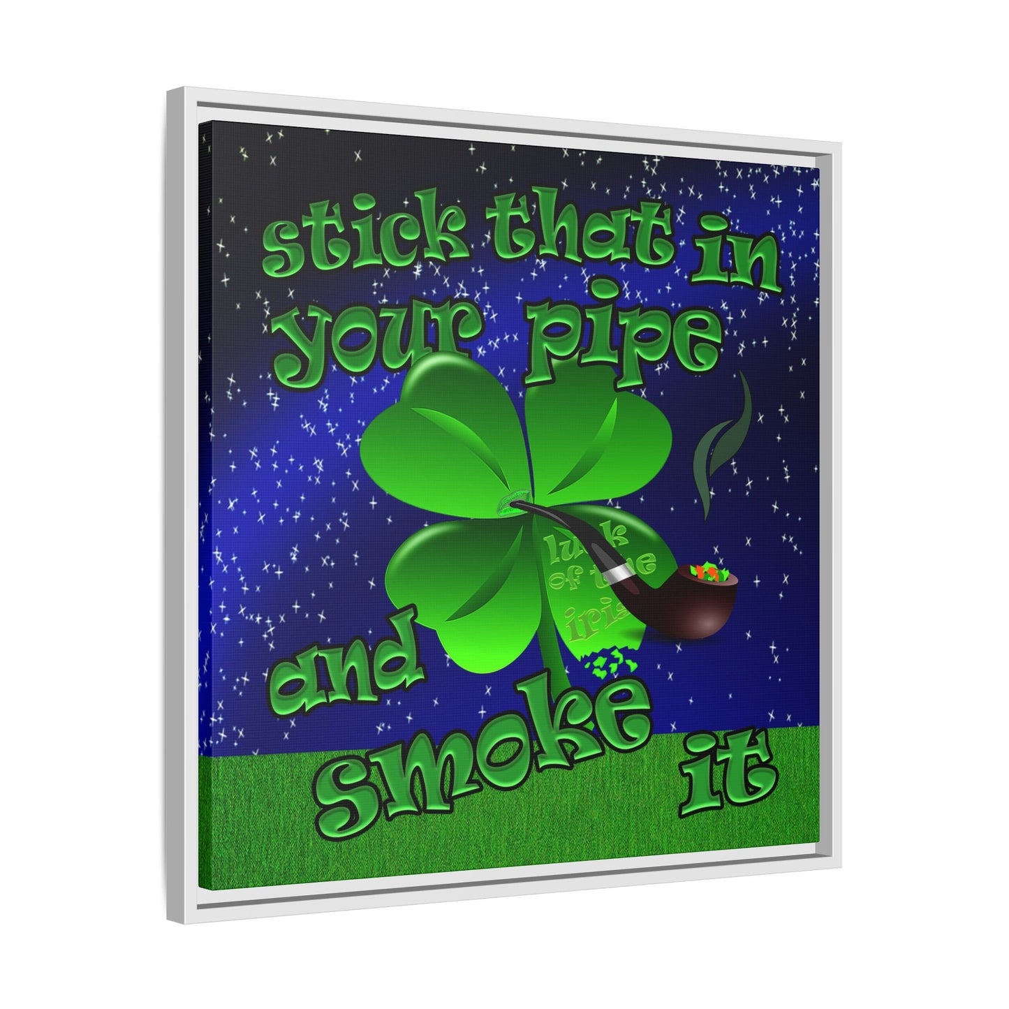 stick that in your pipe and smoke it - framed canvas art ('snoops' background)