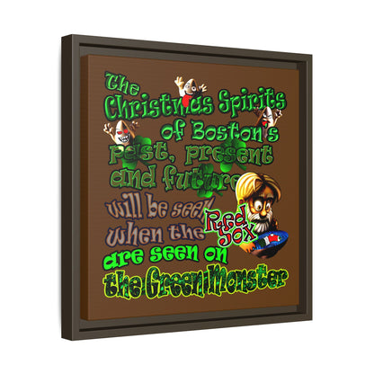 christmas spirits of boston - framed canvas art (brown)