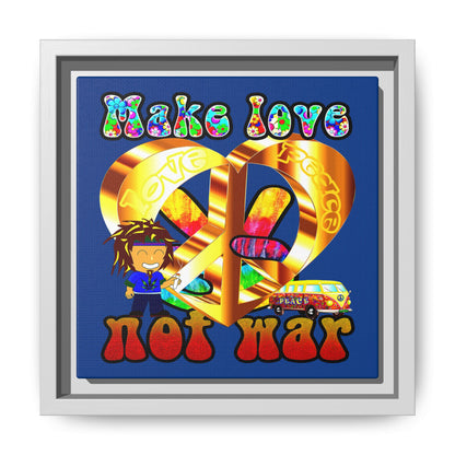 love peace - framed canvas art (dark blue)