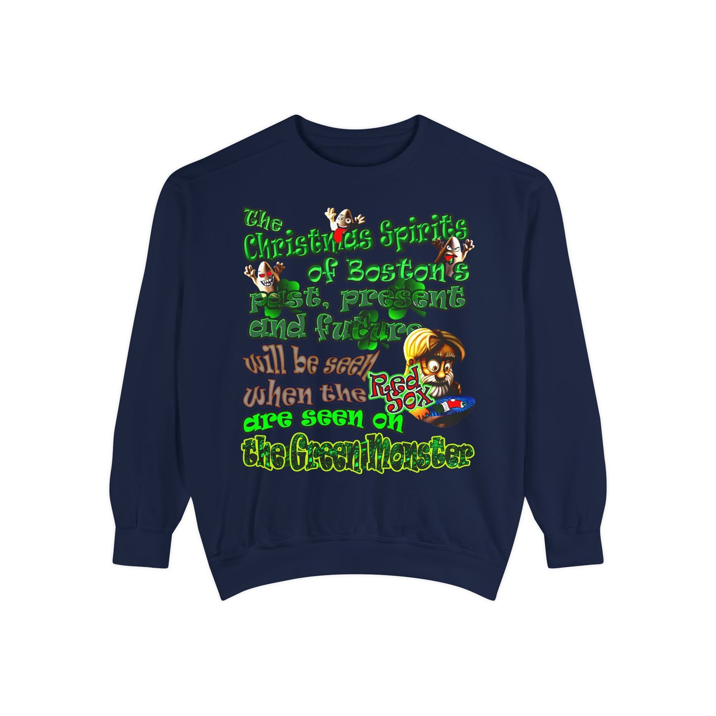 christmas spirits of boston - Unisex Garment-Dyed Sweatshirt