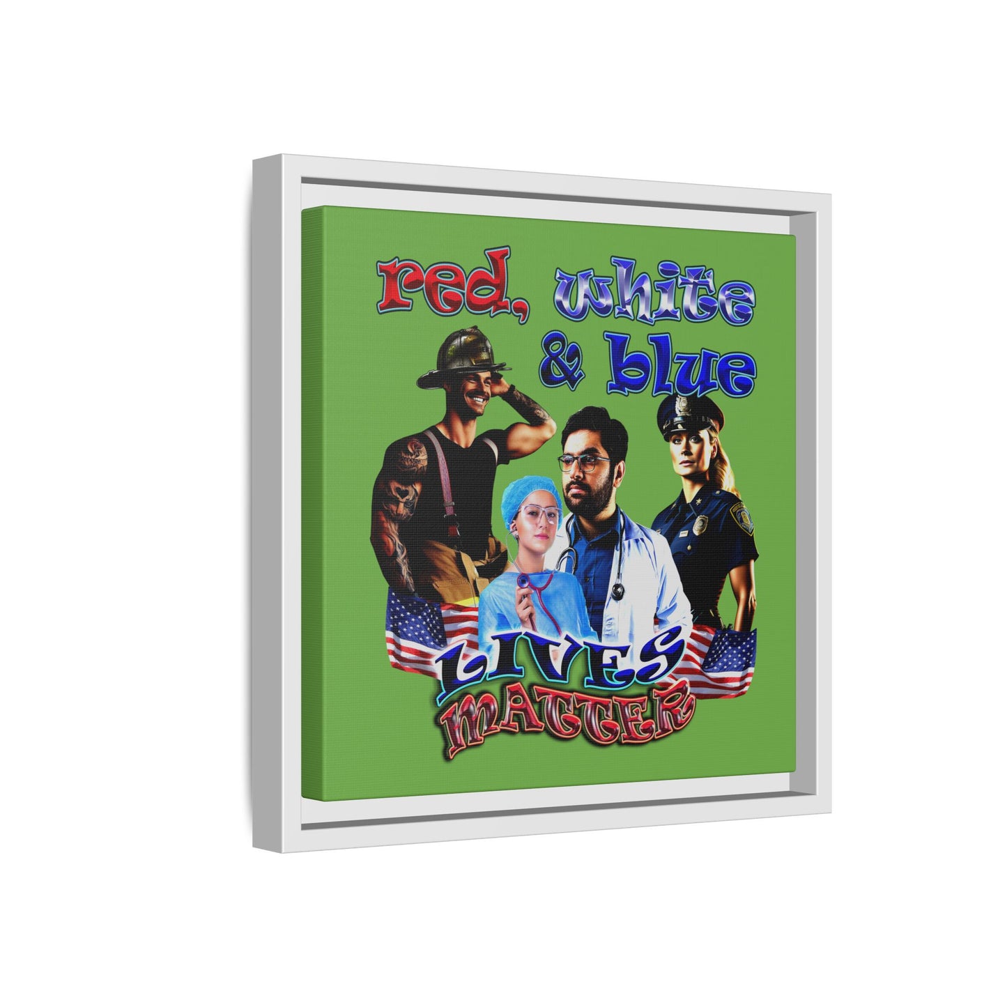 rw&b lives matter - framed canvas art (green)