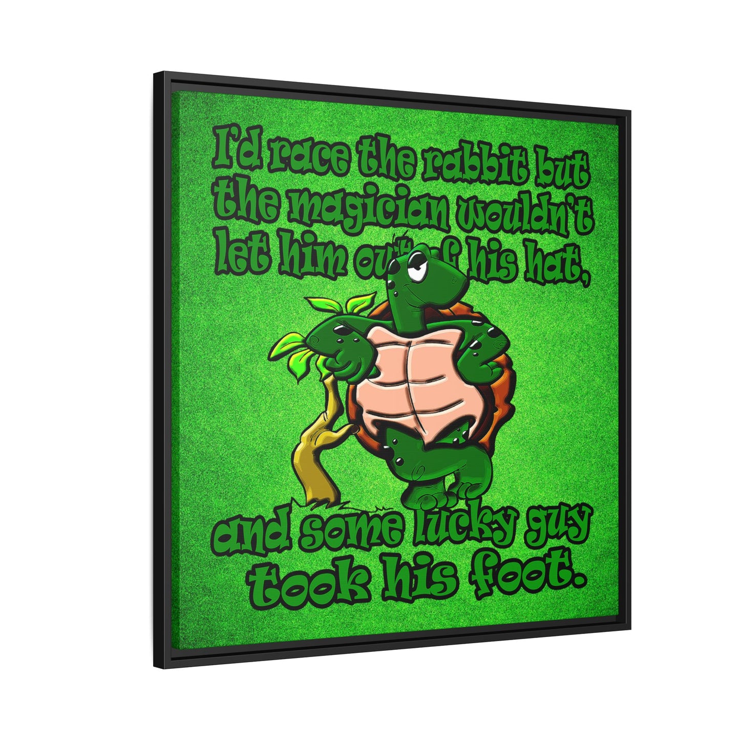 turtle race - framed canvas art (green turf)