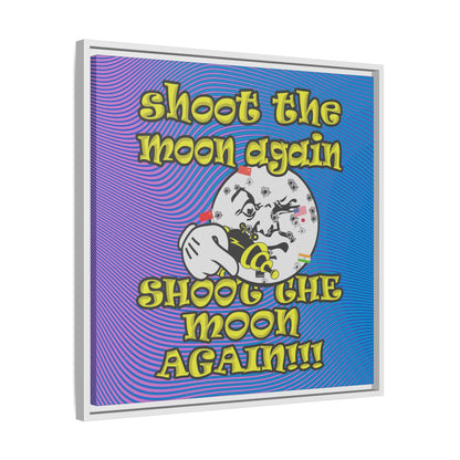 shoot the moon again - framed canvas art (light blue-purple wave)