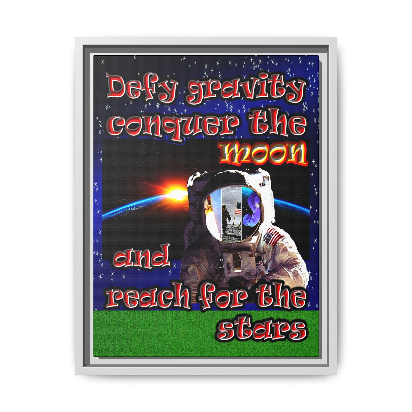 defy conquer reach - framed canvas art ('snoops' background)