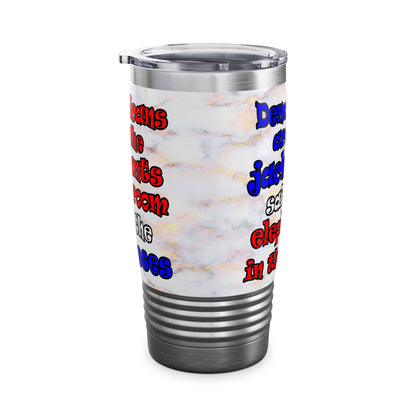 donkeys and elephants - Ringneck Tumbler, 20oz (white marble)