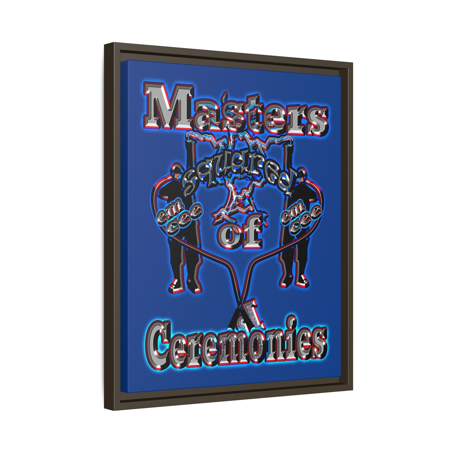 em cee squared - framed canvas art (dark blue)