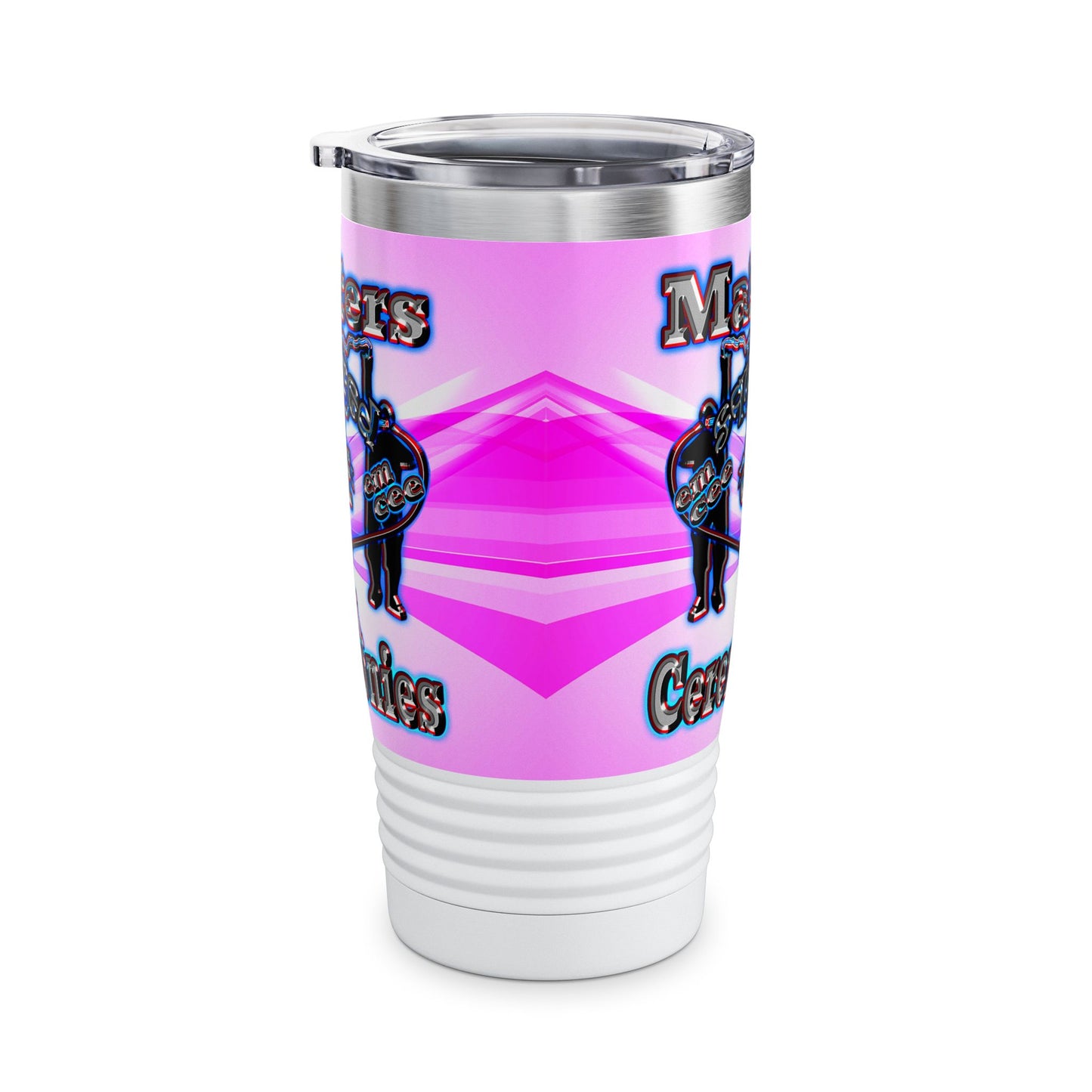 em cee squared - Ringneck Tumbler, 20oz (light blue-pink wave)