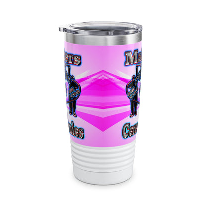 em cee squared - Ringneck Tumbler, 20oz (light blue-pink wave)
