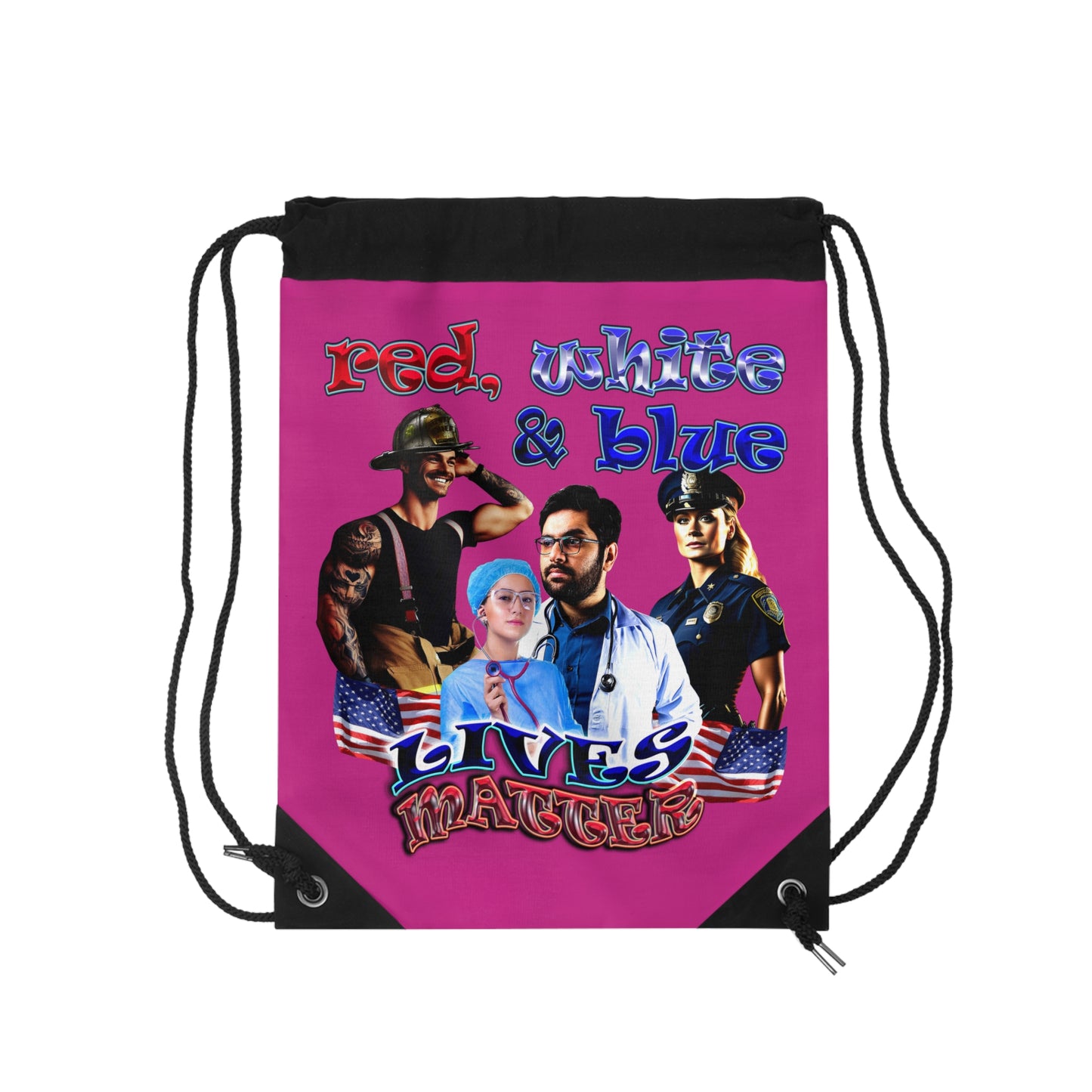 rw&b lives matter - Drawstring Bag (pink)