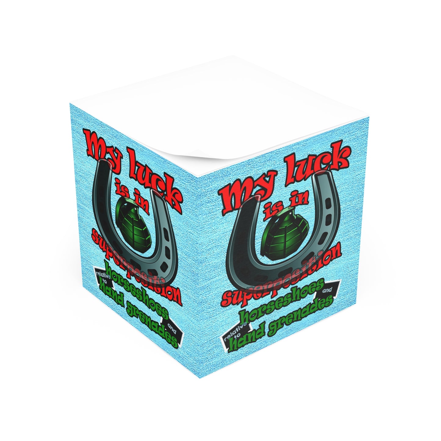 my luck - note cube (faded blue)