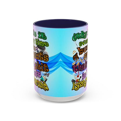 the bum's shit - Accent Mug (light blue-pink wave)