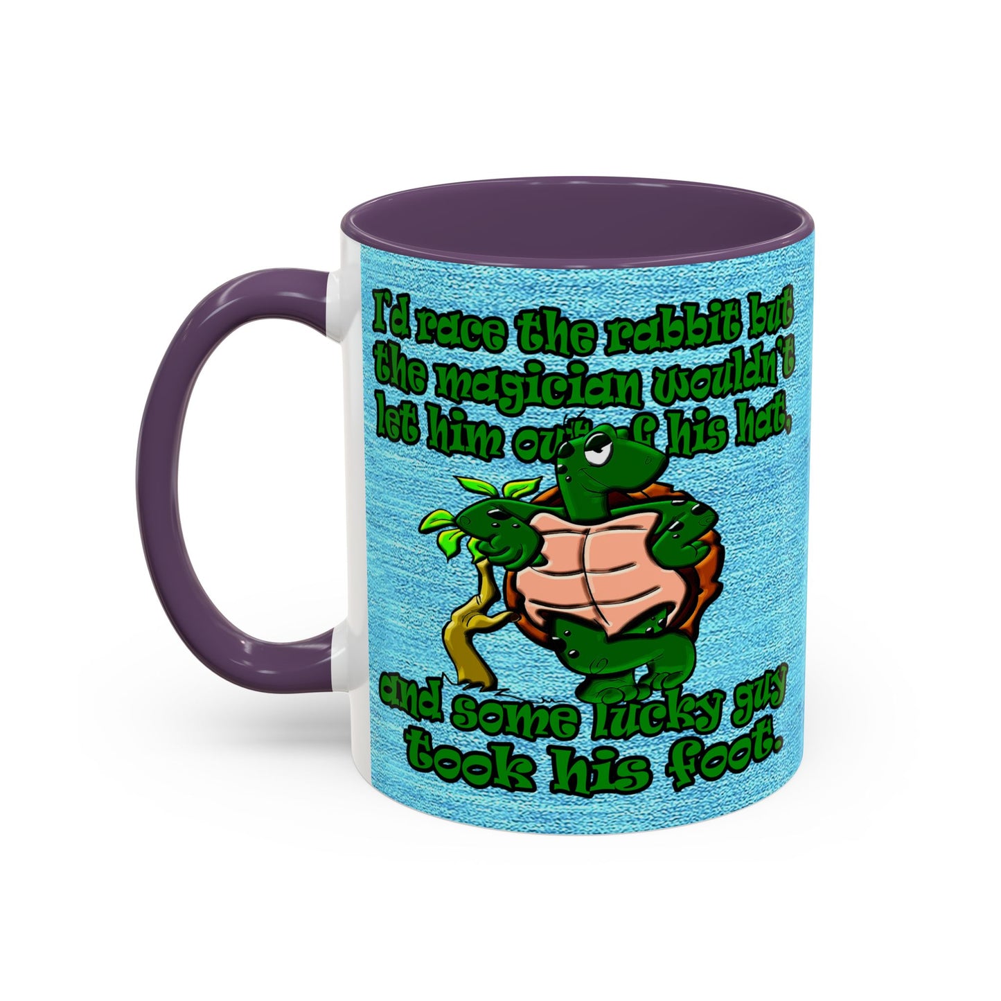 turtle race - Accent Mug (faded dark blue)