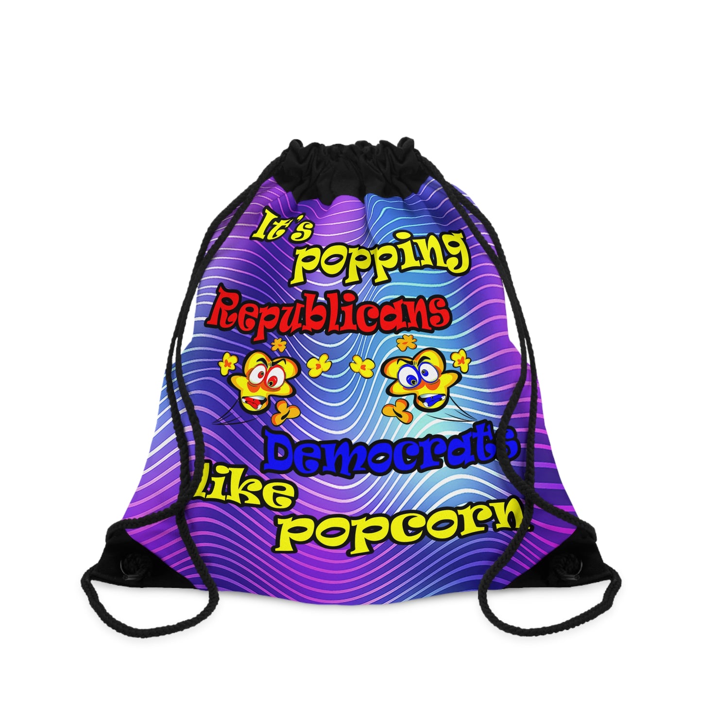 popping like popcorn - Drawstring Bag (purple wave)