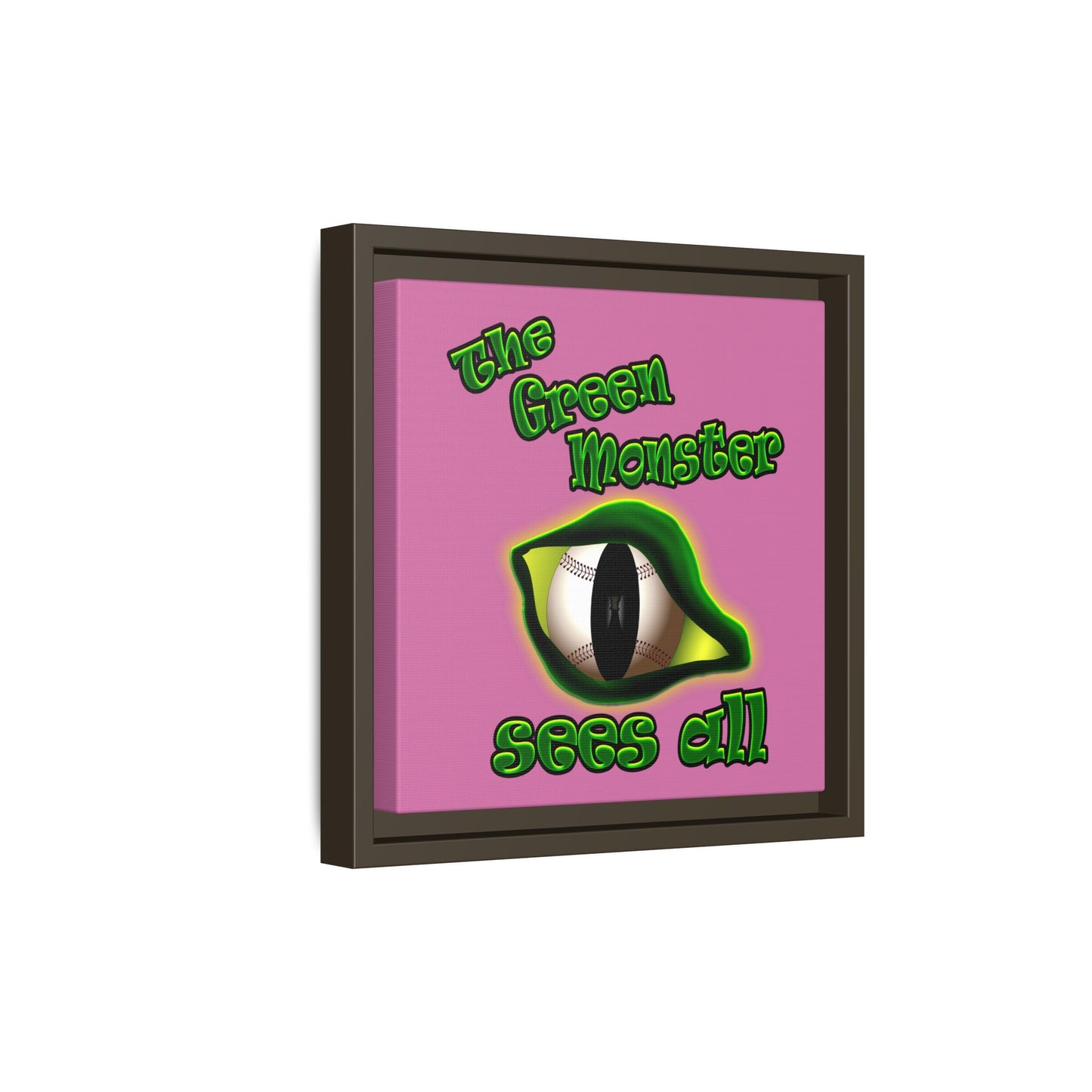 green monster - framed canvas art (light pink)
