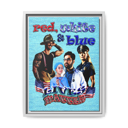 rw&b lives matter - framed canvas art (faded blue)