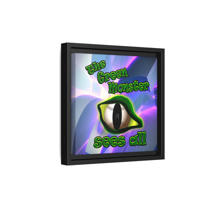 green monster - framed canvas art (grey-pink wave)