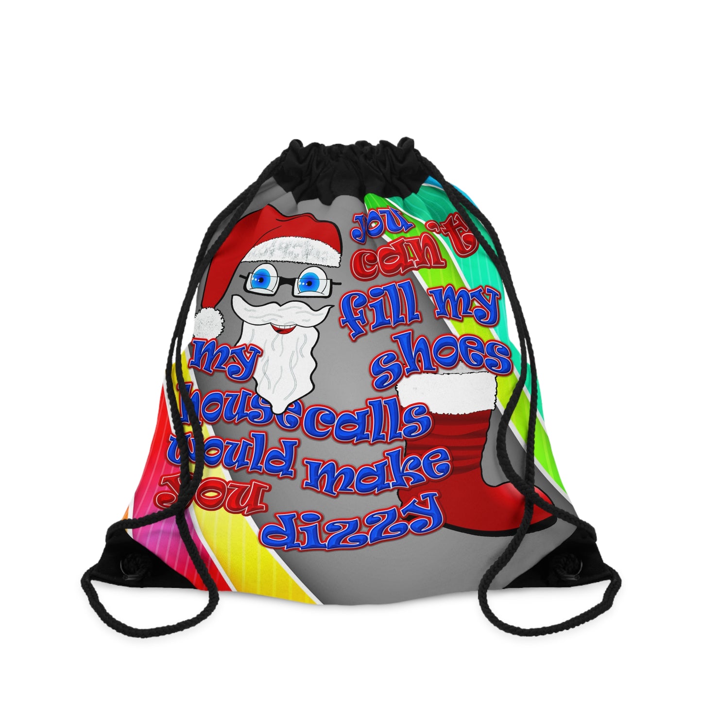 santa's shoes - Drawstring Bag (rainbow split)