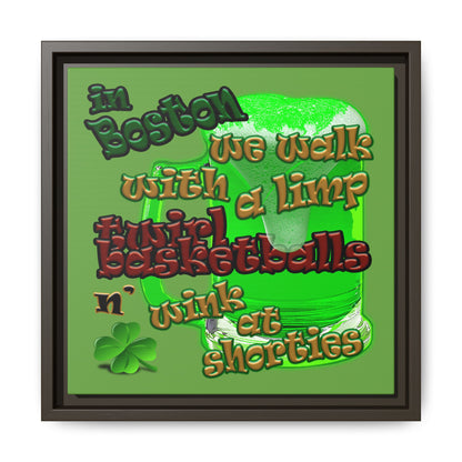 celtics logo - framed canvas art (green)