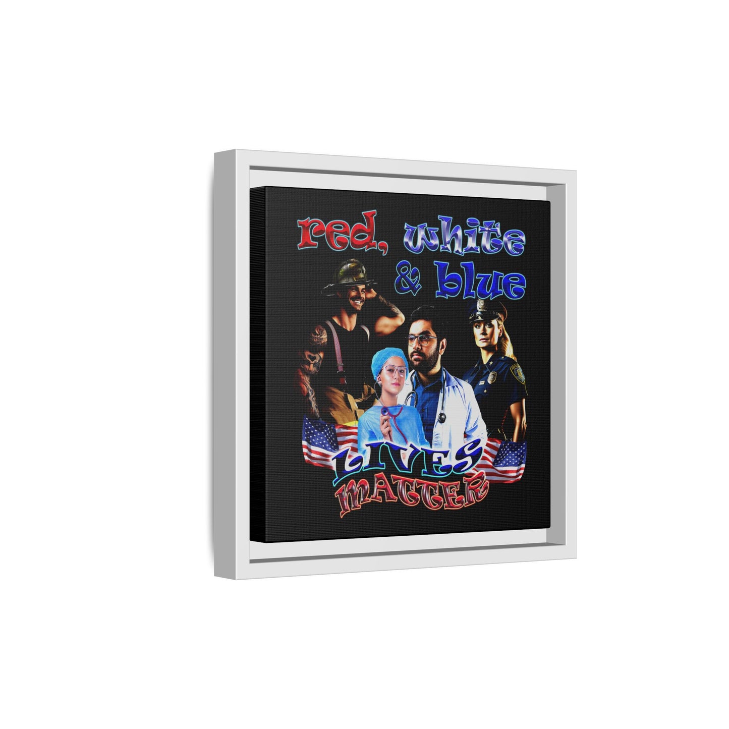 rw&b lives matter - framed canvas art (black)