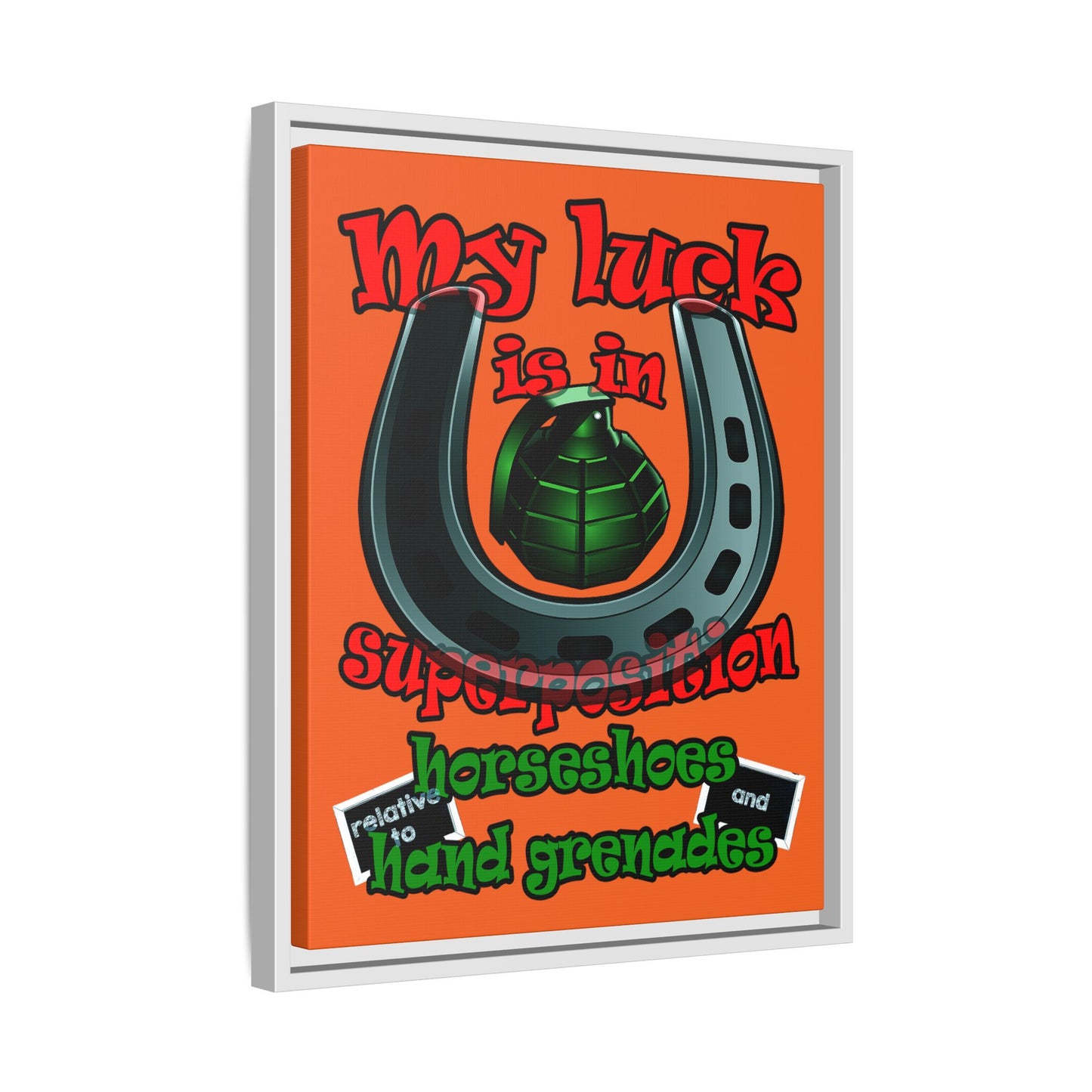 my luck - framed canvas art (orange)