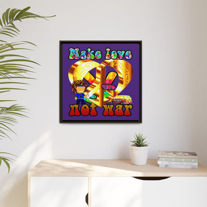 love peace - framed canvas art (purple)