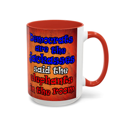 donkeys and elephants - Accent Mug (burnt orange)