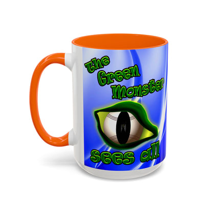 green monster - Accent Mug (blue-white wave)