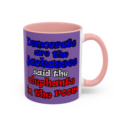 donkeys and elephants - Accent Mug (light purple)